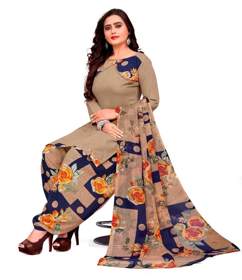 Beige printed rayon salwar