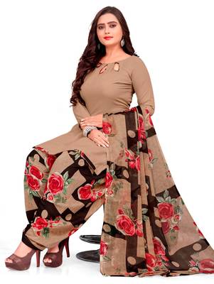 Beige printed rayon salwar 1