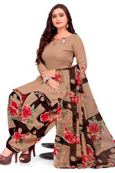 Beige printed rayon salwar