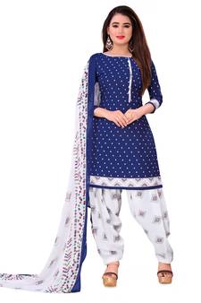 Navy-blue printed rayon salwar