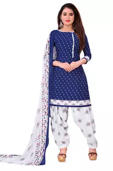 Navy-blue printed rayon salwar