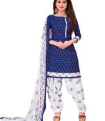 Navy-blue printed rayon salwar