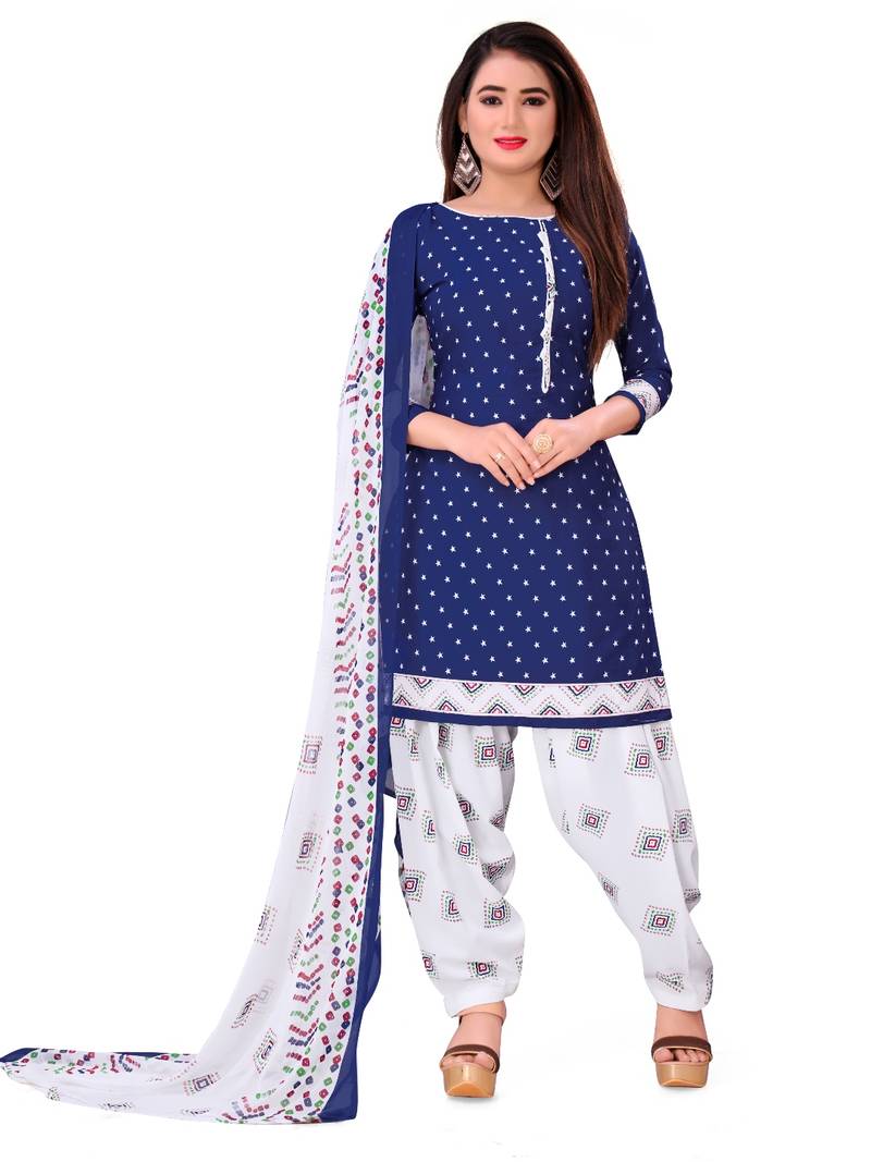 Navy-blue printed rayon salwar