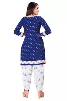 Navy-blue printed rayon salwar