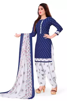 Navy-blue printed rayon salwar