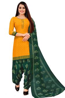 Yellow printed rayon salwar