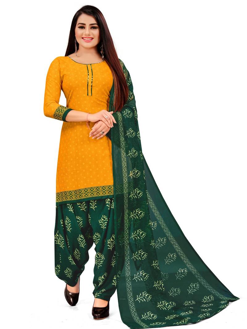 Yellow printed rayon salwar