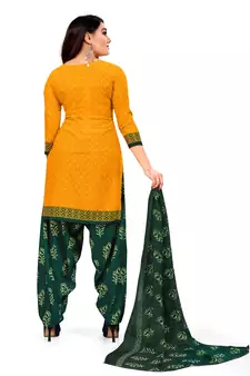 Yellow printed rayon salwar