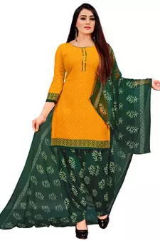Yellow printed rayon salwar