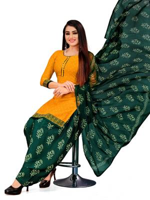 Yellow printed rayon salwar 4
