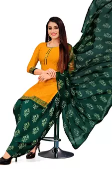 Yellow printed rayon salwar