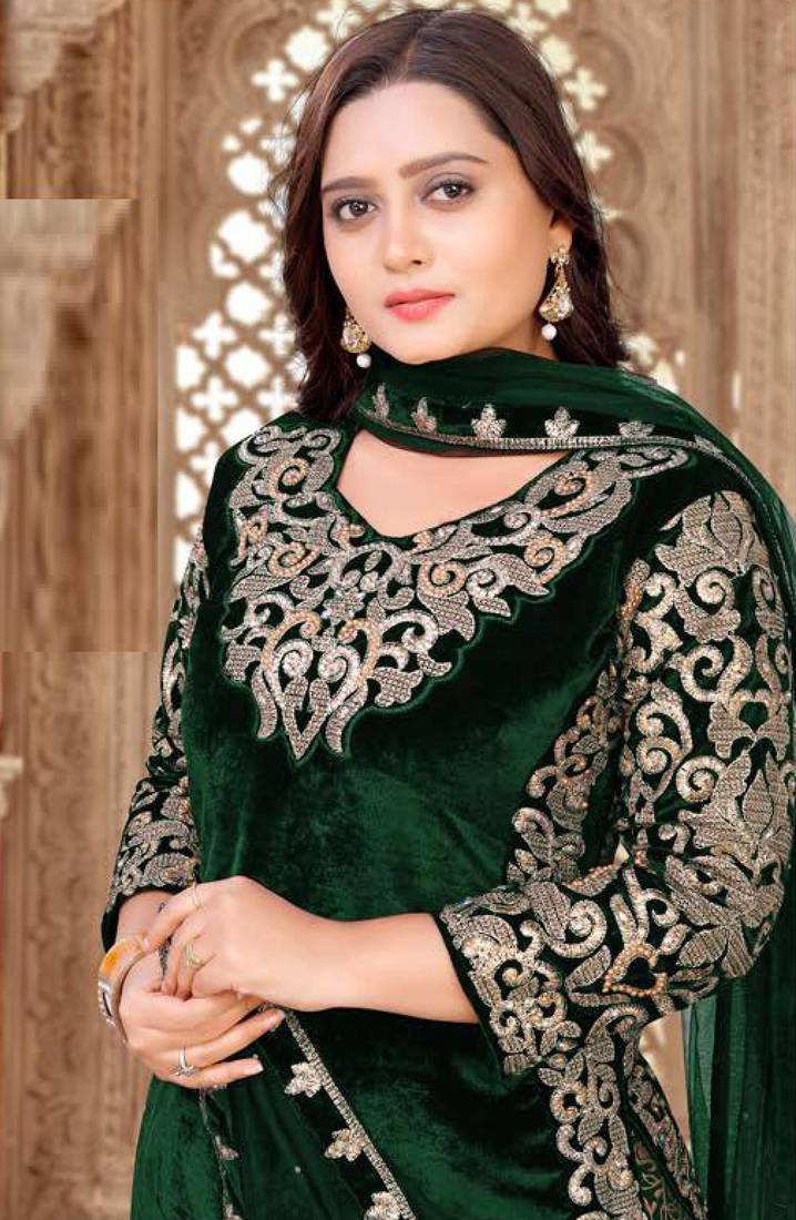 Embroidered Velvet Modest