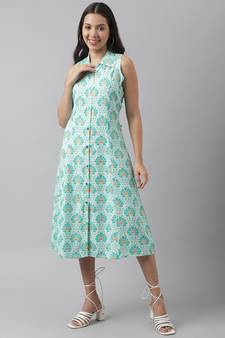White printed viscose rayon long-dresses