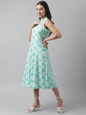 White printed viscose rayon long-dresses 3