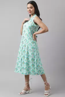 White printed viscose rayon long-dresses