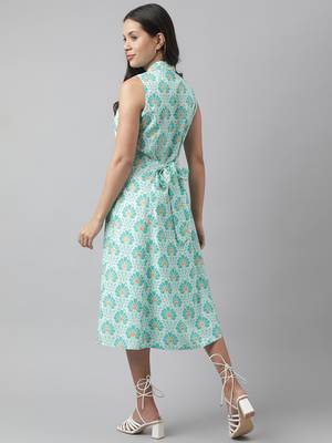 White printed viscose rayon long-dresses 4