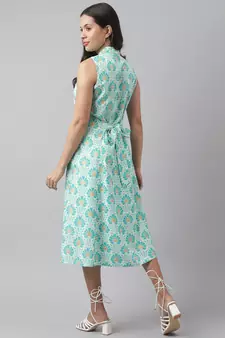 White printed viscose rayon long-dresses