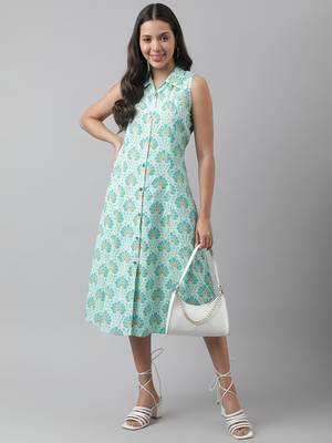 White printed viscose rayon long-dresses 5