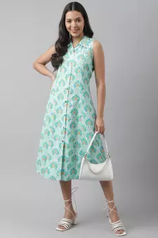 White printed viscose rayon long-dresses