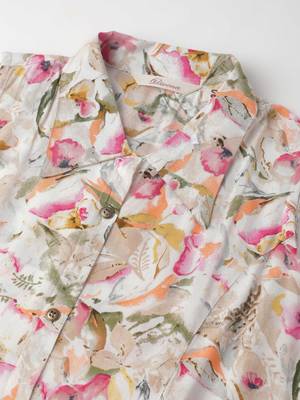 Cream printed viscose rayon long-dresses 2