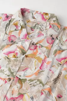 Cream printed viscose rayon long-dresses