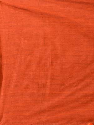 Orange And Magenta Half N Half Cotton Handspun Soft Saree With Pompom 5