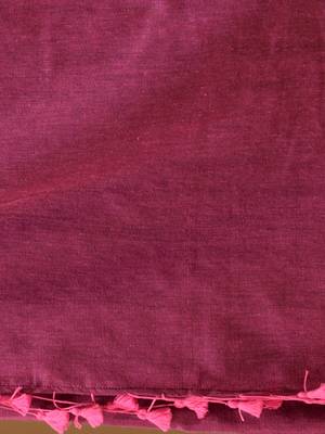 Lavender Cotton Handspun Soft Saree With Pompom 5