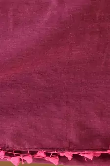 Lavender Cotton Handspun Soft Saree With Pompom