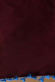 Maroon And Sapphire Blue Half N Half Cotton Handspun Soft Saree With Pompom