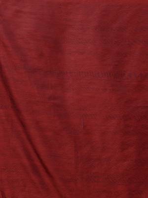Red And Grey Half N Half Cotton Handspun Soft Saree With Pompom 5