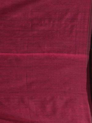 Magenta Black Half N Half Cotton Handspun Soft Saree With Pompom 5