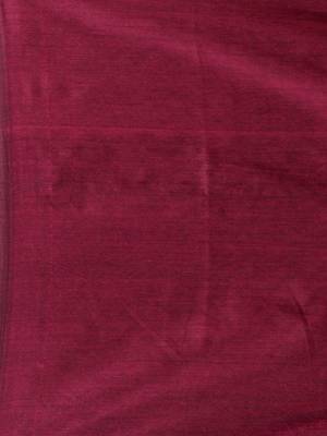 Moss Green Cotton Handspun Soft Saree With Contrast Fuchsia Pallu 5
