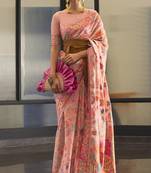 Light Pink Handloom Cotton Silk Weaving Zari Work Festive Wear Saree With Blouse 