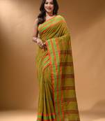 Mustard Cotton Handspun Soft Saree With Nakshi Border