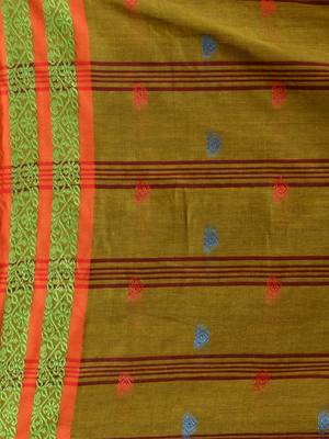 Mustard Cotton Handspun Soft Saree With Nakshi Border 5