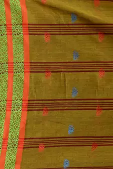 Mustard Cotton Handspun Soft Saree With Nakshi Border