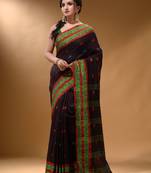 Dark Chocolate Cotton Handspun Soft Saree With Nakshi Border