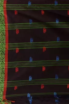 Dark Chocolate Cotton Handspun Soft Saree With Nakshi Border