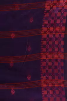 Purple Cotton Handspun Soft Saree With Geometric Border