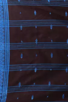 Mocha Brown Cotton Handspun Soft Saree With Texture Border