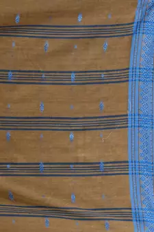 Ecru Cotton Handspun Soft Saree With Texture Border