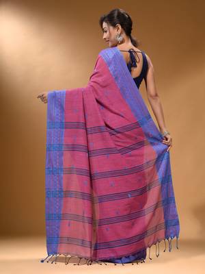 Mulberry Cotton Handspun Soft Saree With Texture Border 4