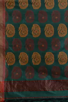 Teal Silk Matka Soft Saree With Paisley Motifs