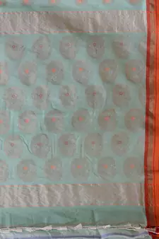 Sea Green Silk Matka Soft Saree With Paisley Motifs