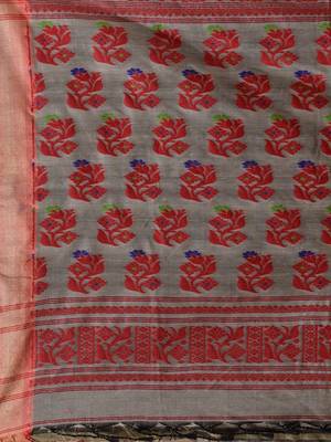Grey Silk Matka Soft Saree With Nakshi Pallu 4