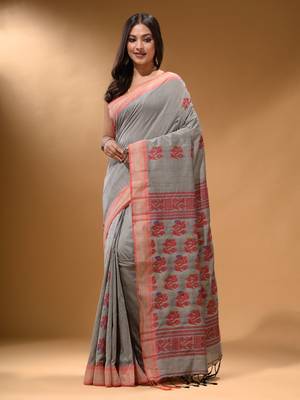 Grey Silk Matka Soft Saree With Nakshi Pallu 1