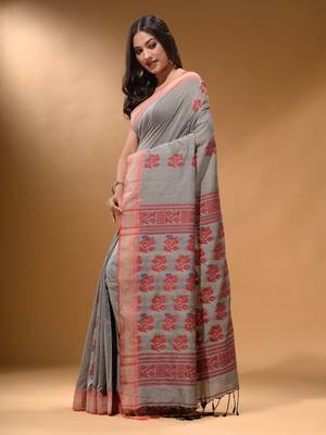 Grey Silk Matka Soft Saree With Nakshi Pallu 4
