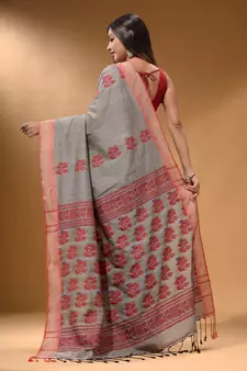 Grey Silk Matka Soft Saree With Nakshi Pallu