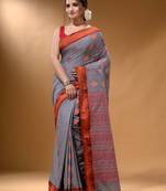 Shark Grey Silk Matka Soft Saree With Nakshi Pallu