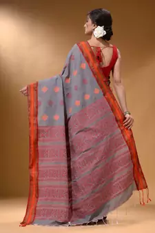 Shark Grey Silk Matka Soft Saree With Nakshi Pallu
